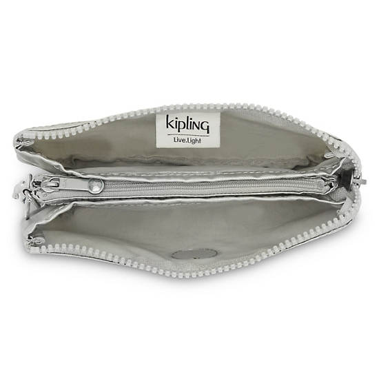 Sacs Kipling Creativity Large Metallic Pouch Beige | FR 1132PJ